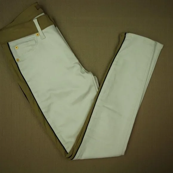 7 For All Mankind Skinny Jeans Women's Size 27 Faux Suede Trim White Denim - Picture 1 of 10